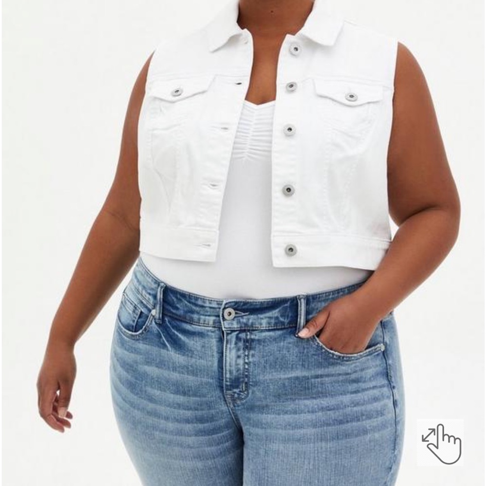 Torrid 3X stretch cropped denim jean vest classic